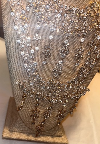 Natasha klare Kristall Statement gelb Ton Metall Halskette neu mit Etikett $ 88 - Bild 3 von 6