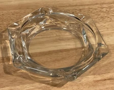 Vintage? Clear Glass 8” Hexagonal Ashtray No Flaws