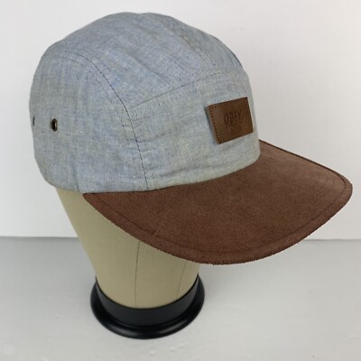 Obey Worldwide Hat Cap  Two Tone Light Blue Suede-like Brim Leather-like Logo