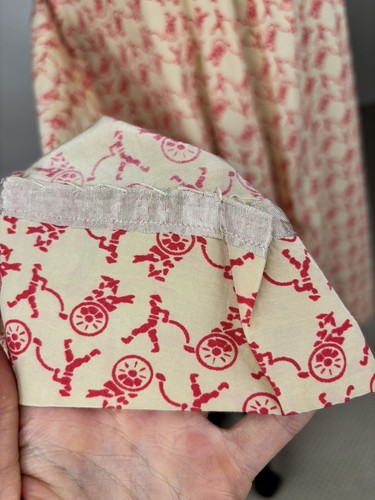 Vintage 1940s Novelty Rickshaw Print Silk Strapless Dress Pink and Beige AS IS - Picture 10 of 14