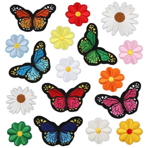 10/9X Embroidery Fabric Patches Flowers Cloth Applique Stickers Bags ↔ - Picture 6 of 20