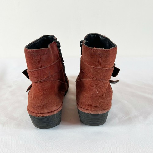 Fly London Suede Boots Womens Sz 5.5 Wedge Buckle Bergundy Rust Shoes - Picture 4 of 6
