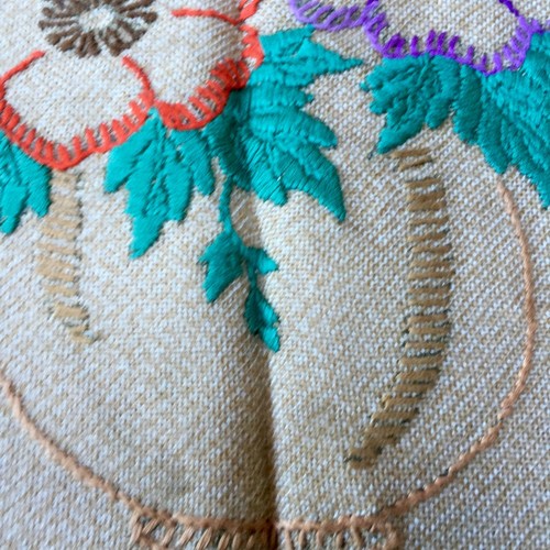 VINTAGE HAND MADE / WORKED FLORAL 'CREWEL' CUSHION COVER 19" X 20" - NEW - Picture 5 of 8