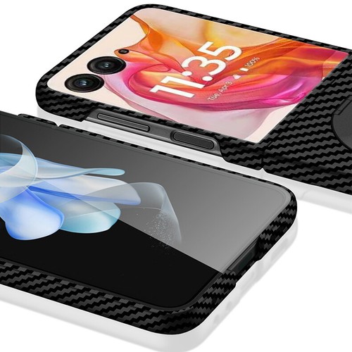 Custodia rigida in fibra di carbonio per Motorola Razr/Razr+ 2024 supporto anello magnetico cover - Foto 9 di 15