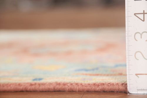 Pink/ Light Blue Hand-knotted Oushak Oriental Accent Rug 3x6 Floral Foyer Carpet - Picture 18 of 19