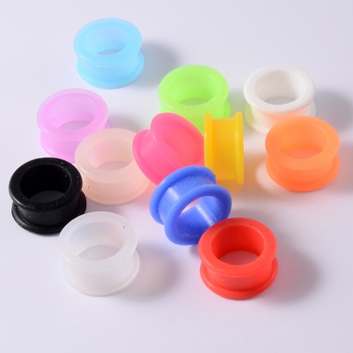 2x Silicone Ear Plug Tunnel Double Flared Expander Flexible Flesh 3-20mm Colored - Picture 5 of 28