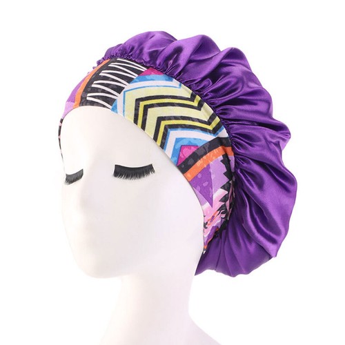 Women Printed Satin Night Sleep Cap Hair Bonnet Hat Wide Elastic Band HeadCover~ - Picture 41 of 53