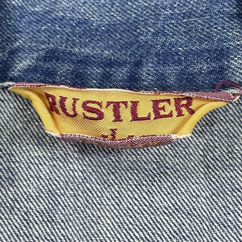 Rustler Vintage 80s Mens Denim Trucker Jacket Distressed Medium Wash Blue Size L - Picture 13 of 14