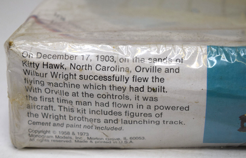 Vintage History MONOGRAM Model Kit 5300 - WRIGHT BROTHERS KITTY HAWK Sealed - Picture 4 of 7