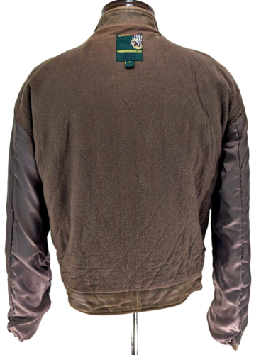 ED HARDY Motorcycle Leather Jacket Rugged Brown Biker Eagle Skulls Tiger Men's M - Picture 11 of 12