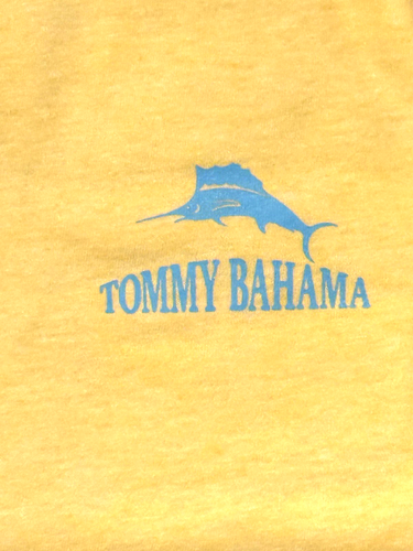 Authentic Tommy Bahama Men's Graphic T / Angel Fish Heather-Yellow / SAIL LA VIE - Picture 6 of 10