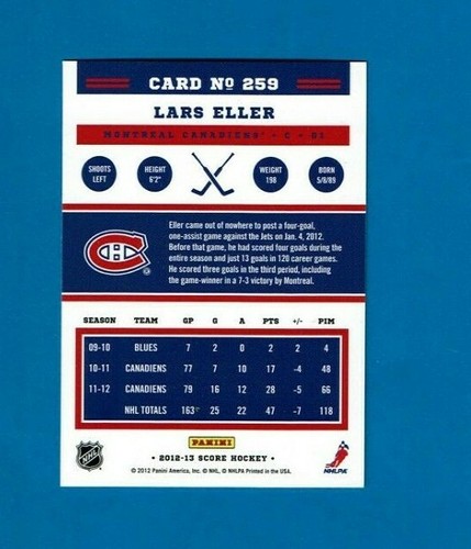 2012-13 Score GOLD RUSH parallel # 259 Lars Eller MONTREAL CANADIENS - Picture 3 of 3