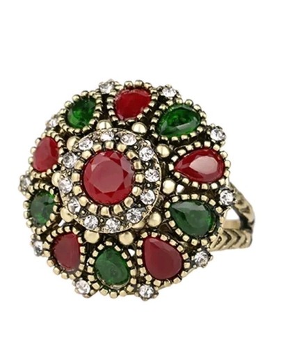 NEW Bold 5Pc Ruby & Emerald Statement Jewellery Pendant Necklace Ring Earrings - Picture 11 of 13