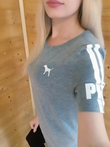 Victoria-039-s-Secret-PINK-short-sleeve-tee-shirt-gray-dog-logo-small