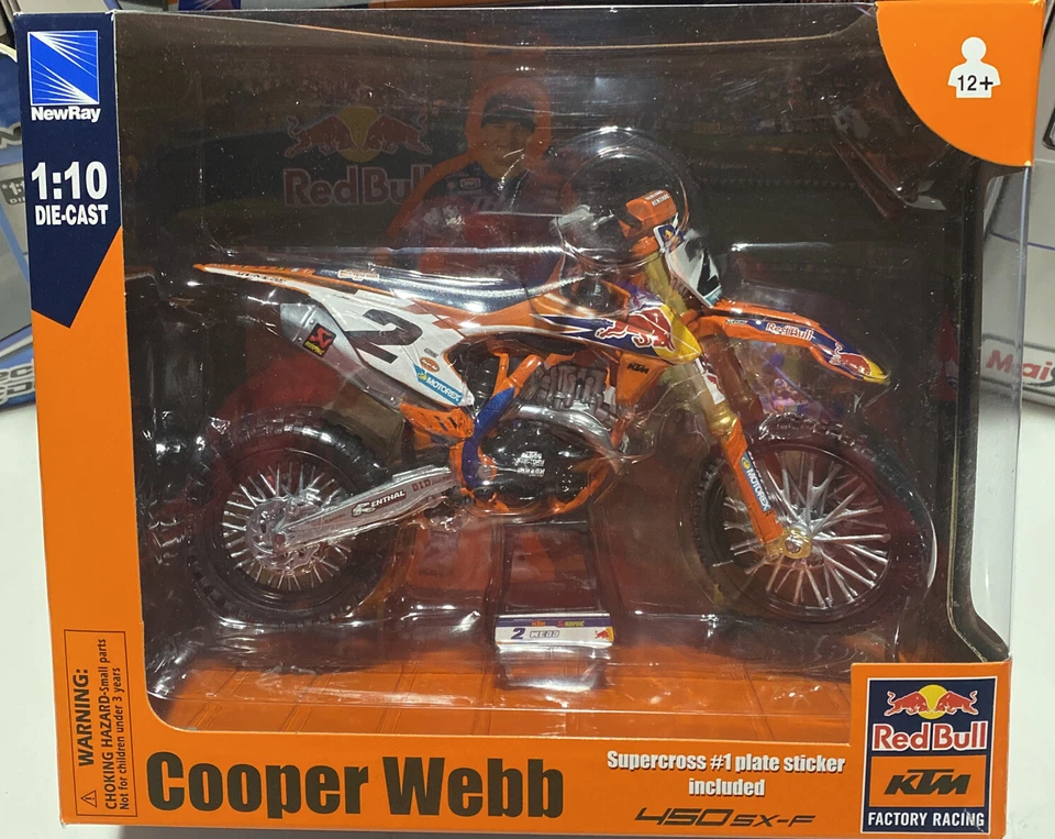 New-Ray 1:10 Scale Red Bull KTM 450 SX-F (Cooper Webb) for adults, unisex - Image 2 of 3