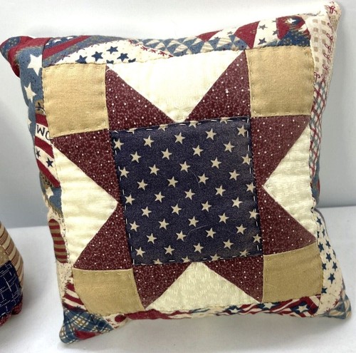 Handmade Mini Quilted Patchwork Pillows Country & Patriotic Set of Five 4th July - Picture 9 of 17
