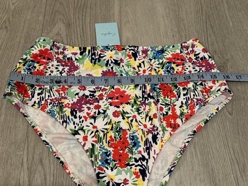 CUPSHE Women’s High Waist White White Floral Bikini Swim Bottoms XL NWT New - Picture 2 of 4