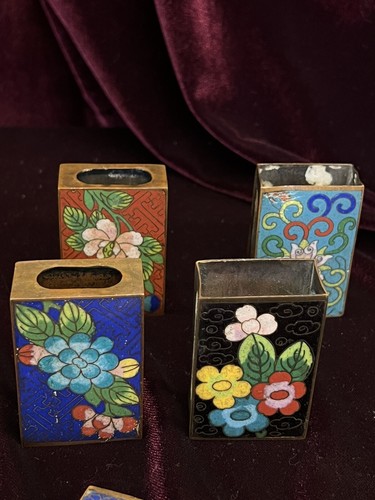 0766 10 PCs chinese antique cloisonne matchbox holder - Picture 6 of 6