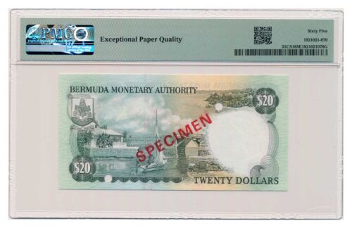 BERMUDA banknote 20 Dollars 1984 Specimen PMG MS 65 EPQ Gem Uncirculated - Picture 2 of 7