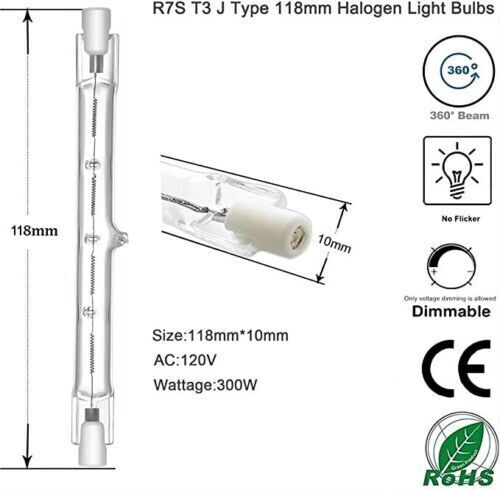 6/10x R7s Halogenstab Leuchtmittel 78/118/189/254mm 60/100/150/200/300/500/1000W - Bild 14 von 22