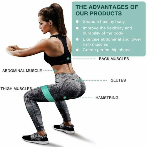 3/Set Resistance Bands Yoga Loop Gym Exercise Strength Workout Fitness Butt Lift - Picture 4 of 11