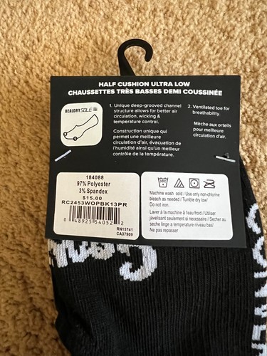 CONVERSE Fatte per Mandrini 3 Pz Mezzo Cuscino Ultra Basso Misura 4-10 Nero Bianco - Foto 5 di 5