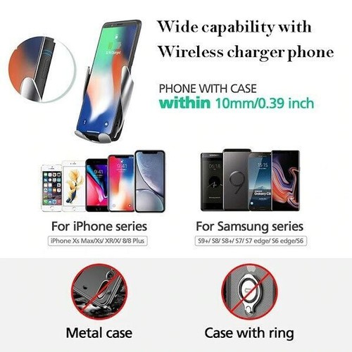Caricatore Wireless Auto Qi Induzione Sensore Chiusura Automatica Rapida 10W - Zdjęcie 6 z 18