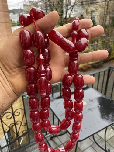 Cuentas islámicas Kehribar Catalina Cereza Ámbar Misbaha Kehribar de Talla Grande de Colección - Imagen 4 de 12