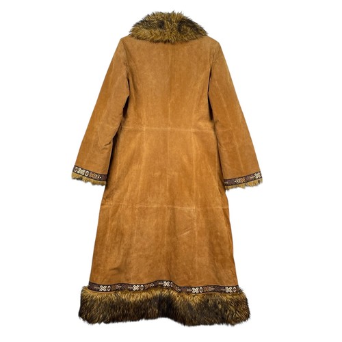 Gallery Penny Lane Coat Medium Suede Leather Faux Fur Embroidered Boho Hippie - Picture 7 of 15