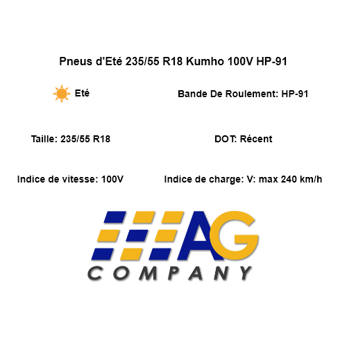 Pneus d'Eté 235/55 R18 Kumho 100V HP-91 - Photo 4/6