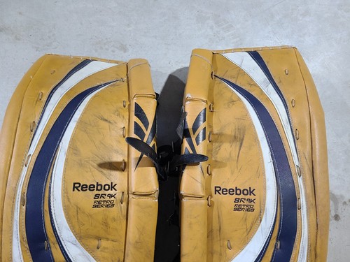 REEBOK SR9K GP9K SR TF ICE HOCKEY CUSTOM GOALIE LEG PADS 33 +1" RETRO SERIES - Picture 4 of 16