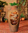 Cascade Rustic Asian Outdoor Floor Water Fountain with Led Light 33" Yard Garden