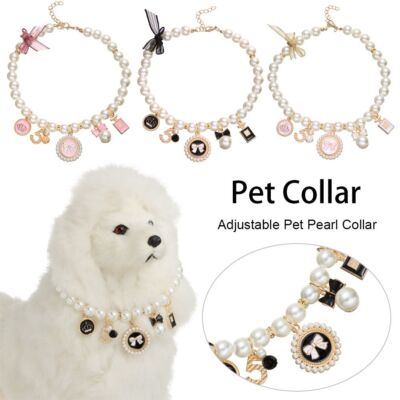 Collier tendance de perles chien chat princesse animal de compagnie arc collier réglable
