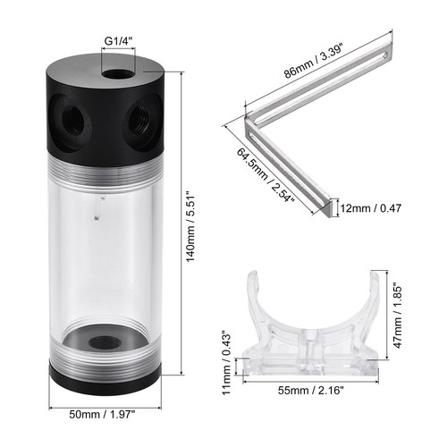 Wasserkühlungstank 50mmx140mm mit Acryl und POM 1 in 3 Out für Computer CPU - Bild 2 von 6