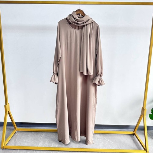 Abaya bescheidener schlichter Kaftan Morgenmantel Dubai Türkei muslimische Damen Langarm Maxikleid - Bild 38 von 38