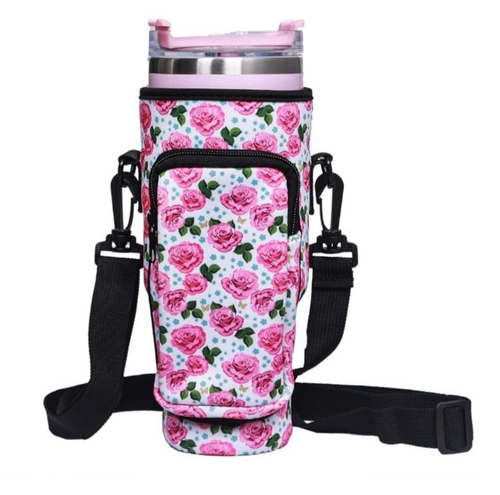 NUEVO BUTSYCOL 40 oz Vaso Bolsa Manga con Correa para el Hombro Cremallera Bolsillo Rosa - Imagen 2 de 2