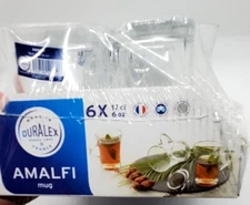 Set Of 6 DURALEX AMALFI Depuis 1945 Clear Espresso Mugs 6 oz FRANCE