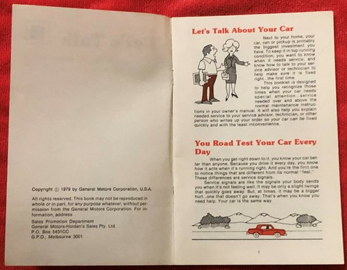GMH HOLDEN COMMODORE VB LETS TALK BROCHURE SERVICE BOOK Signals Checklist Book 5 - Foto 4 di 11