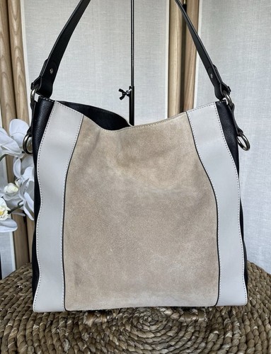 Borsa hobo media in pelle velluto e camoscio come nuova - Foto 7 di 14
