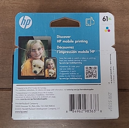 HP 61XL Wysoka wydajność Trójkolorowy oryginalny wkład atramentowy Exp kwiecień 2018 - Zdjęcie 2 z 3