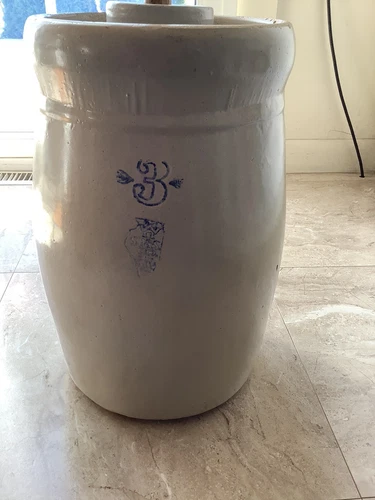 VTG #3  S.P.&S. BUTTER CHURN STONEWARE WHITE HALL, ILLINOIS MAP LOGO & LID - Picture 10 of 10