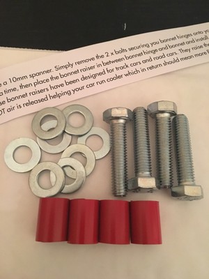 22mm Gloss Red Bonnet Raisers Lifter Skoda Fabia VRS MK1
