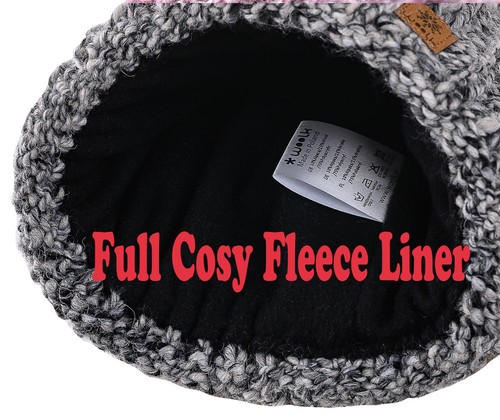 Womens Beanie, Scarf Faux Pom Pom Warm Winter Natural Wool Mohair & Micropolar - Picture 139 of 181