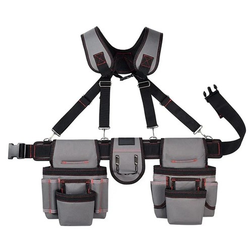 NEW Carpenter Electrician Tool Belt with Suspenders Adjustable Combo Tool Pouch - Picture 3 of 13