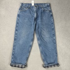 Carhartt Flannel Lined Jeans Men 40x30 Blue Relaxed Fit Medium Wash B172 DST
