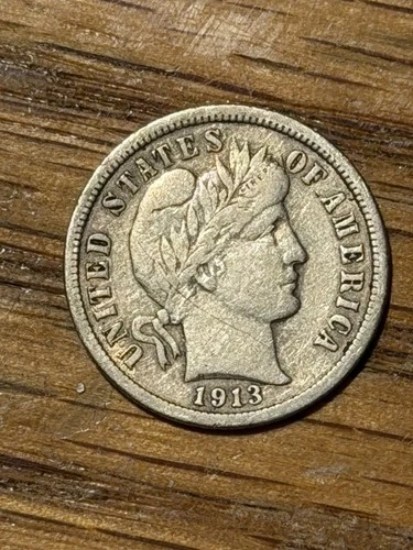1913 Barber Dime Silver Choice Very Fine VF+/XF Coin #289