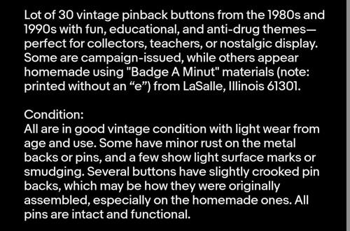Vintage Button 30 Stück Flair Lesen D.A.R.E Schule Pinback 90er Nostalgie - Bild 22 von 23