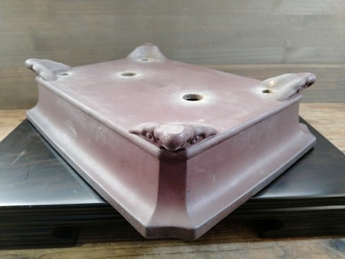 Bonsai Pot Tokoname YAMAAKI Unglazed Rectangulart Width 34.8 cm / 13.7 in. - Picture 10 of 21