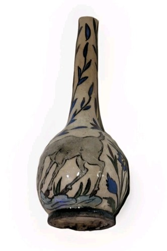 19. Jh 😍 Schwarze Ziege & Pferd 🐴 Perser Qajar Flachmann Flasche Islamisch Iznik Signiert - Bild 7 von 19
