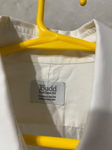 Camicia bianca uomo BUDD Shirtmakerd Piccadilly Arkade vintage made in England 2XL - Foto 7 di 9